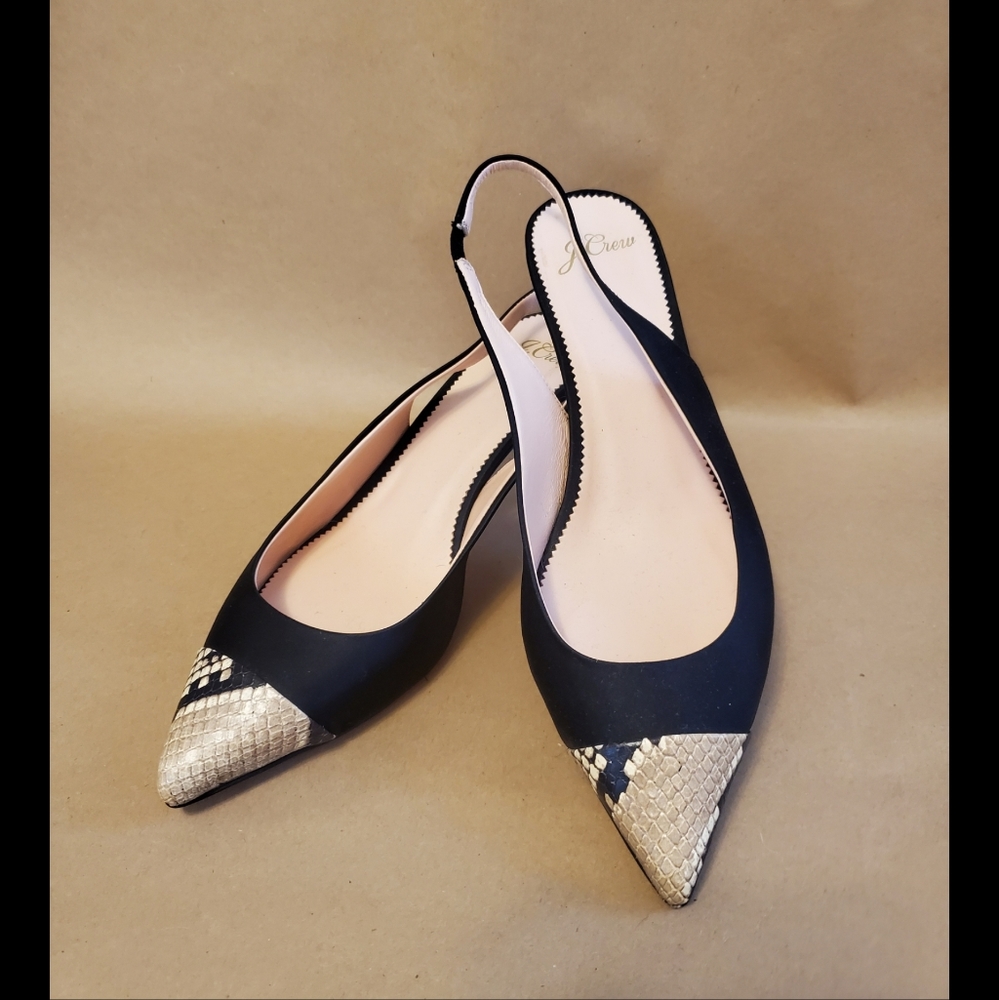 J crew snakes skin captoe kitten heel. like new
